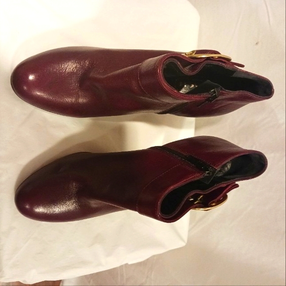 Coach Nicolete Kid Leather Ankle Boots Size 7/7.5B Color Bordeaux Made In Italy - Picture 5 of 8
